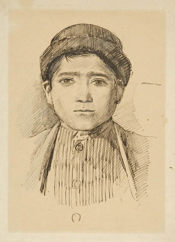 Portrait Study Of A Boy In A Hat Wall Art by Ladislav Mednyánszky - High-Resolution Digital Print