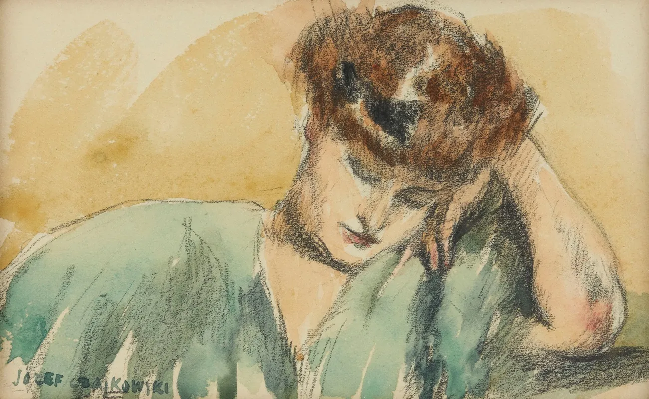 Portrait Study Of A Woman 5 Wall Art by Józef Czajkowski - High-Resolution Digital Print