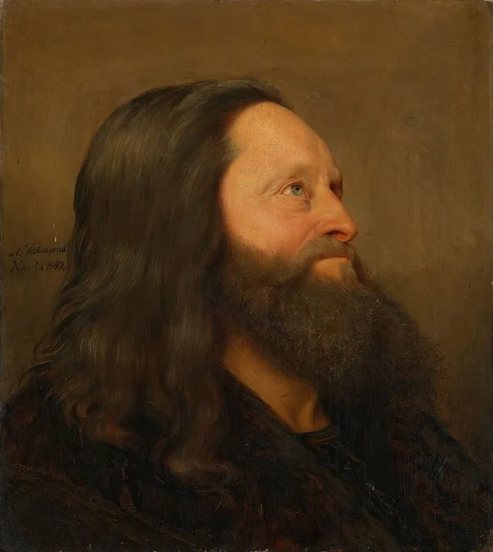 Portrait Study Of An Old Man 2 Wall Art by Adolph Tidemand - High-Resolution Digital Print