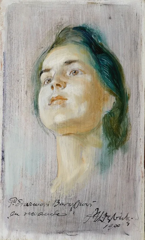 Portrait Study Of The Fiancee Wall Art by Stanisław Dębicki - High-Resolution Digital Print
