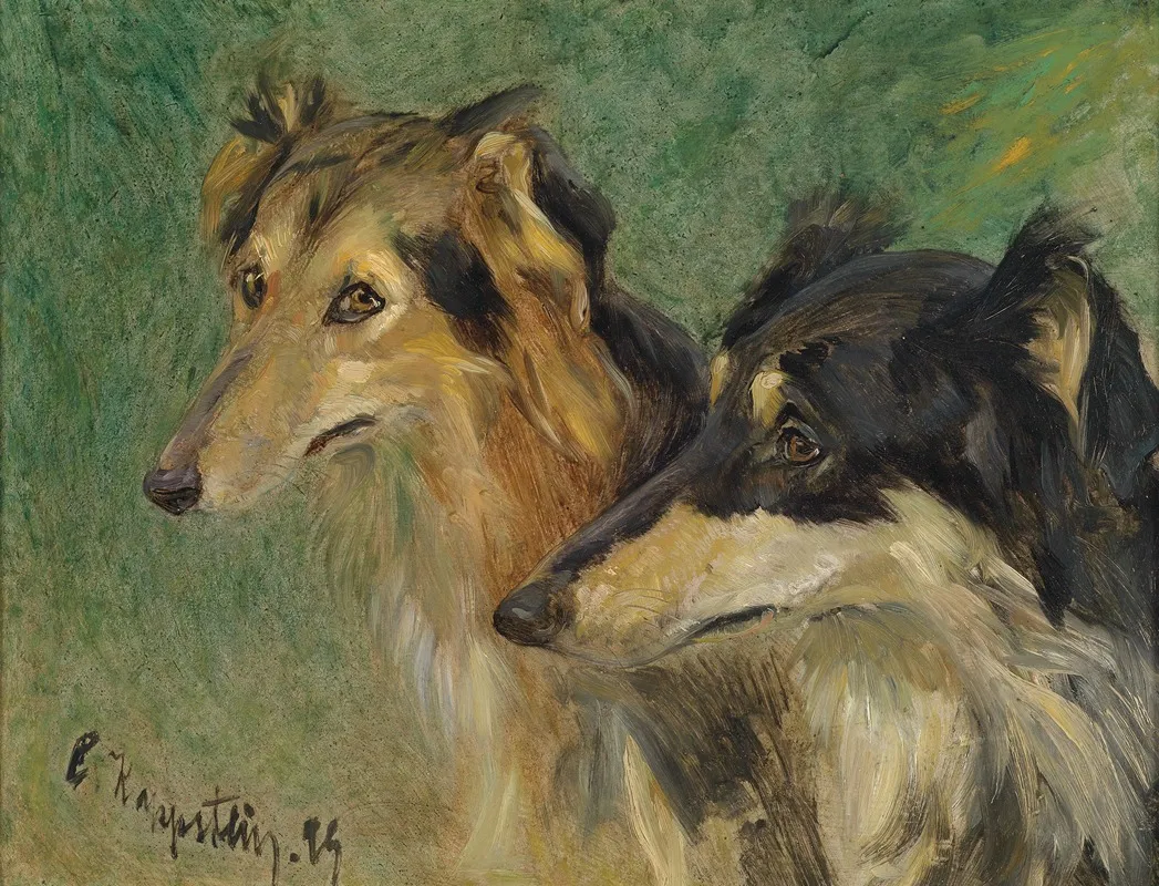 Portrait Zweier Borzoj Hunde Wall Art by Carl Friedrich Kapstein - High-Resolution Digital Print