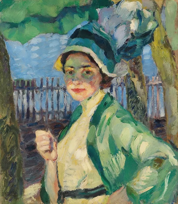 Portrat Einer Dame Unter Grunem Schirm Frieda Blell