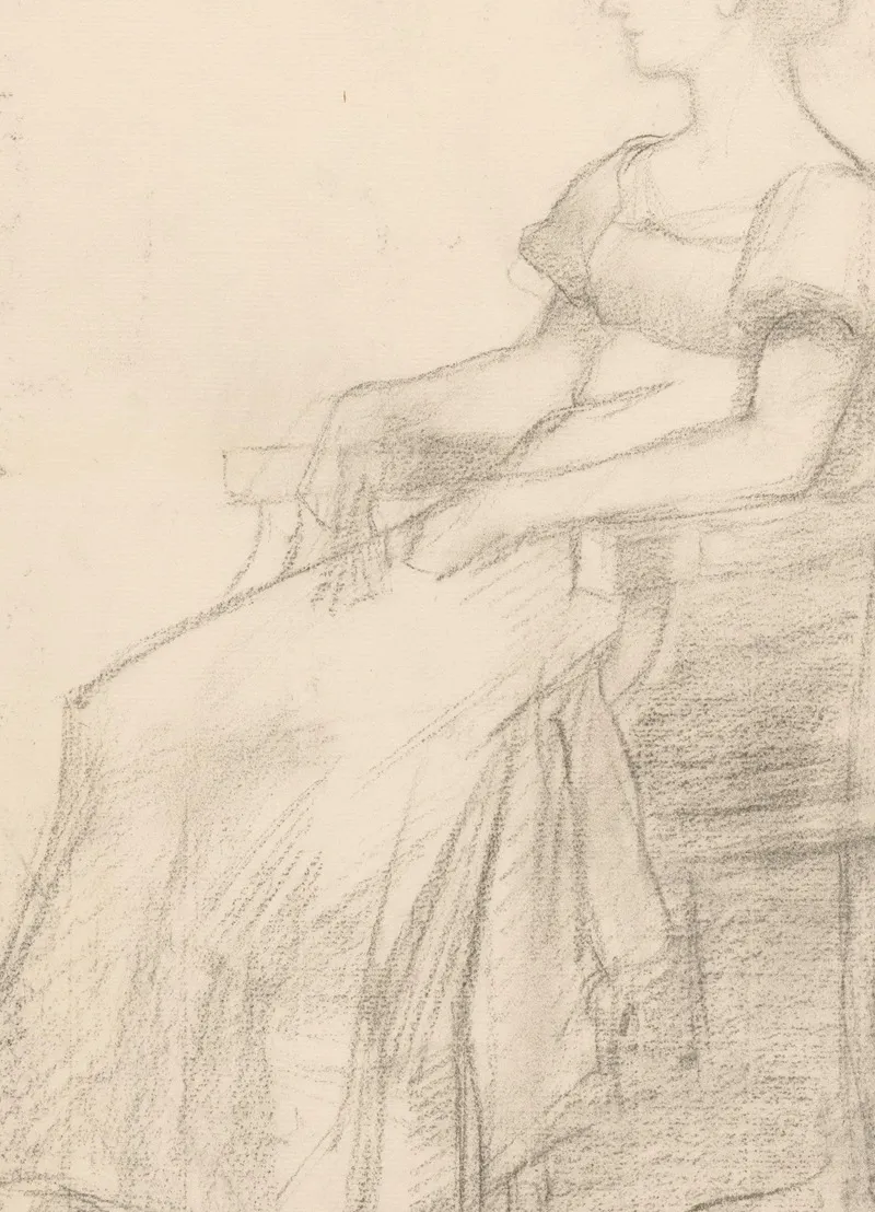 Portret En Een Vrouw Zittend Op Een Stoel