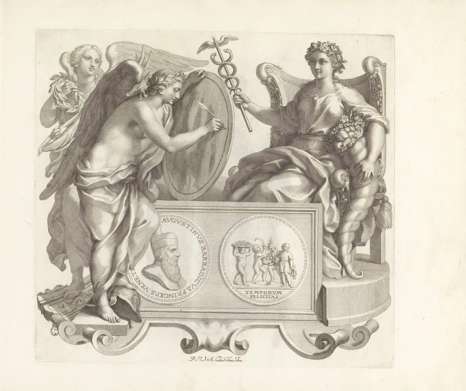 Portret Van Agostino Barbarigo En De Personificaties Van Scheepsoverwinning Overwinning En Welvaart Wall Art by Robert van Audenaerde - High-Resolution Digital Print