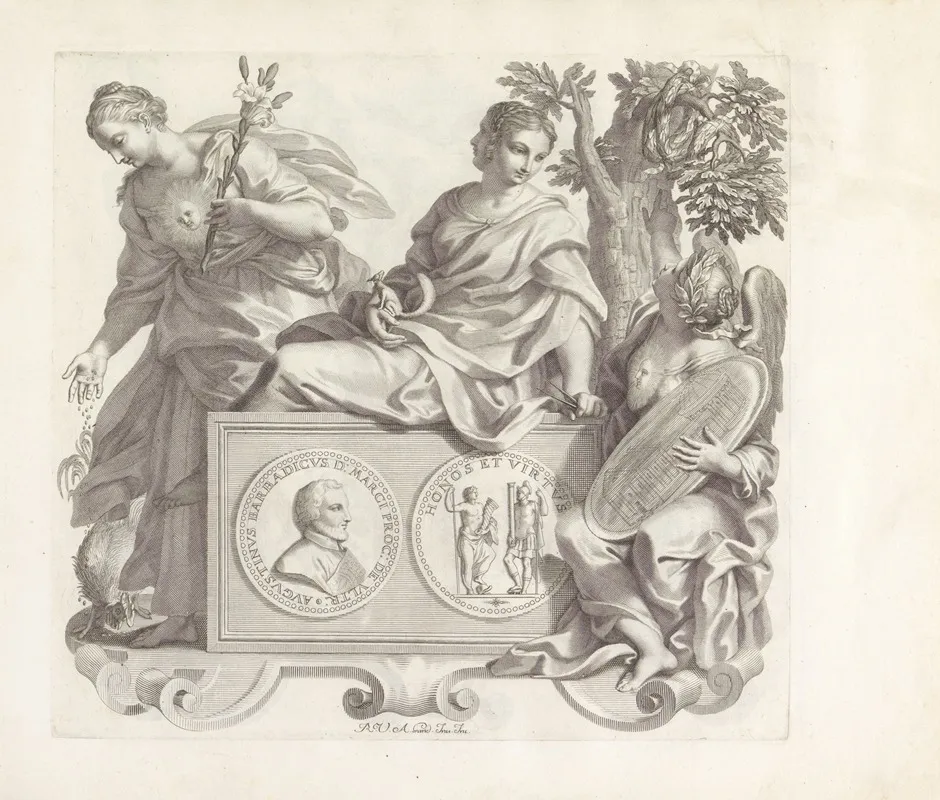 Portret Van Agostino Barbarigo En De Personificaties Van Ware Eer Voorzichtigheid En Oprechtheid Wall Art by Robert van Audenaerde - High-Resolution Digital Print