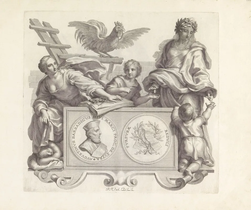 Portret Van Agostino Barbarigo En De Personificaties Voogdijschap En Aalmoes Wall Art by Robert van Audenaerde - High-Resolution Digital Print