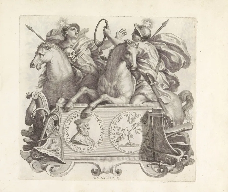 Portret Van Agostino Barbarigo En Twee Mannen Te Paard Wall Art by Robert van Audenaerde - High-Resolution Digital Print