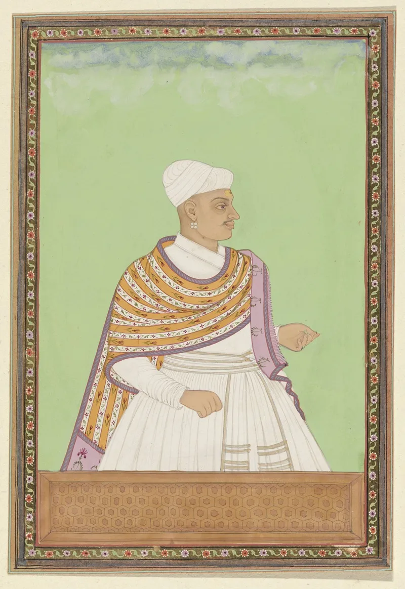 Portret Van Akanna Pandit Opperschrijver Van De Koning Shahnawis I Kull In Het Domein Van Sultan Abul Hasan