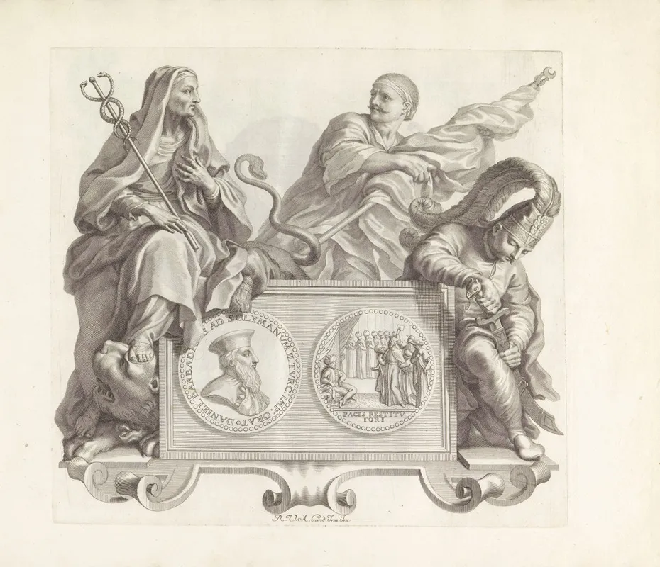 Portret Van Daniele Barbarigo Met De Personificatie Van De Kracht Van Welsprekendheid Wall Art by Robert van Audenaerde - High-Resolution Digital Print