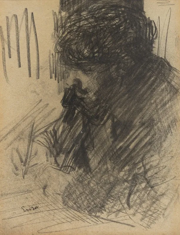 Portret Van Dario De Regoyos Schrijvende