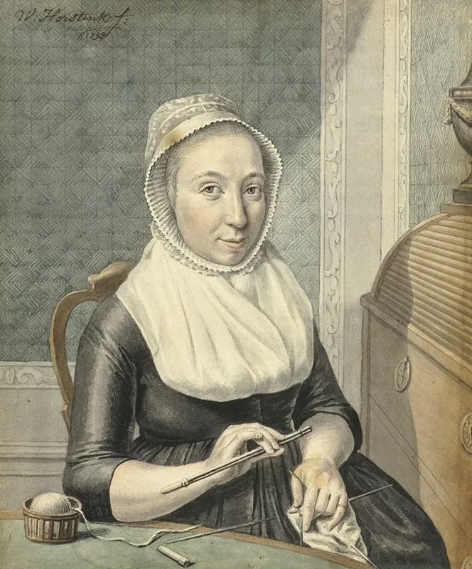 Portret Van Een Dame Met Breiwerk Wall Art by Warner Horstink - High-Resolution Digital Print