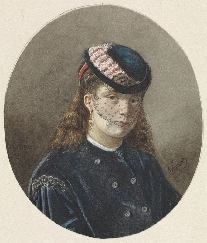 Portret Van Een Jonge Vrouw Met Hoedje Met Voile Wall Art by Joseph de Groot - High-Resolution Digital Print