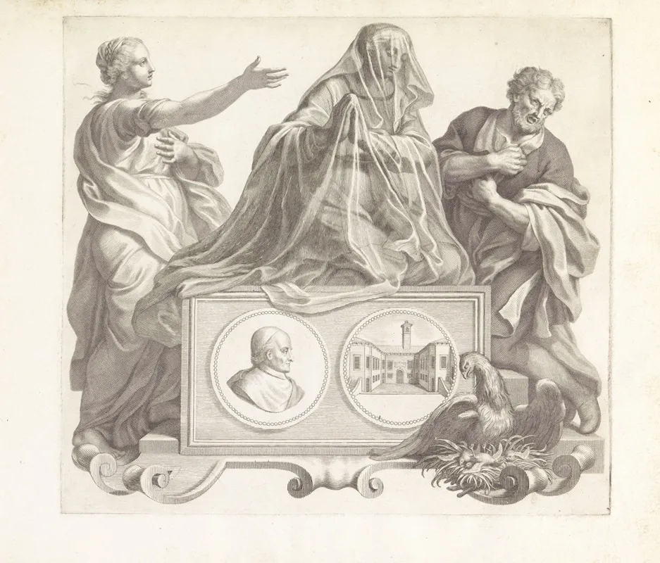 Portret Van Een Lid Van De Familie Barbarigo En De Personificaties Berouw Van Zonden En Meditatie Wall Art by Robert van Audenaerde - High-Resolution Digital Print