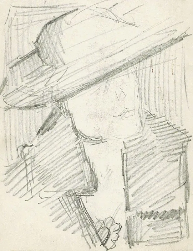 Portret Van Een Vrouw Met Een Hoed