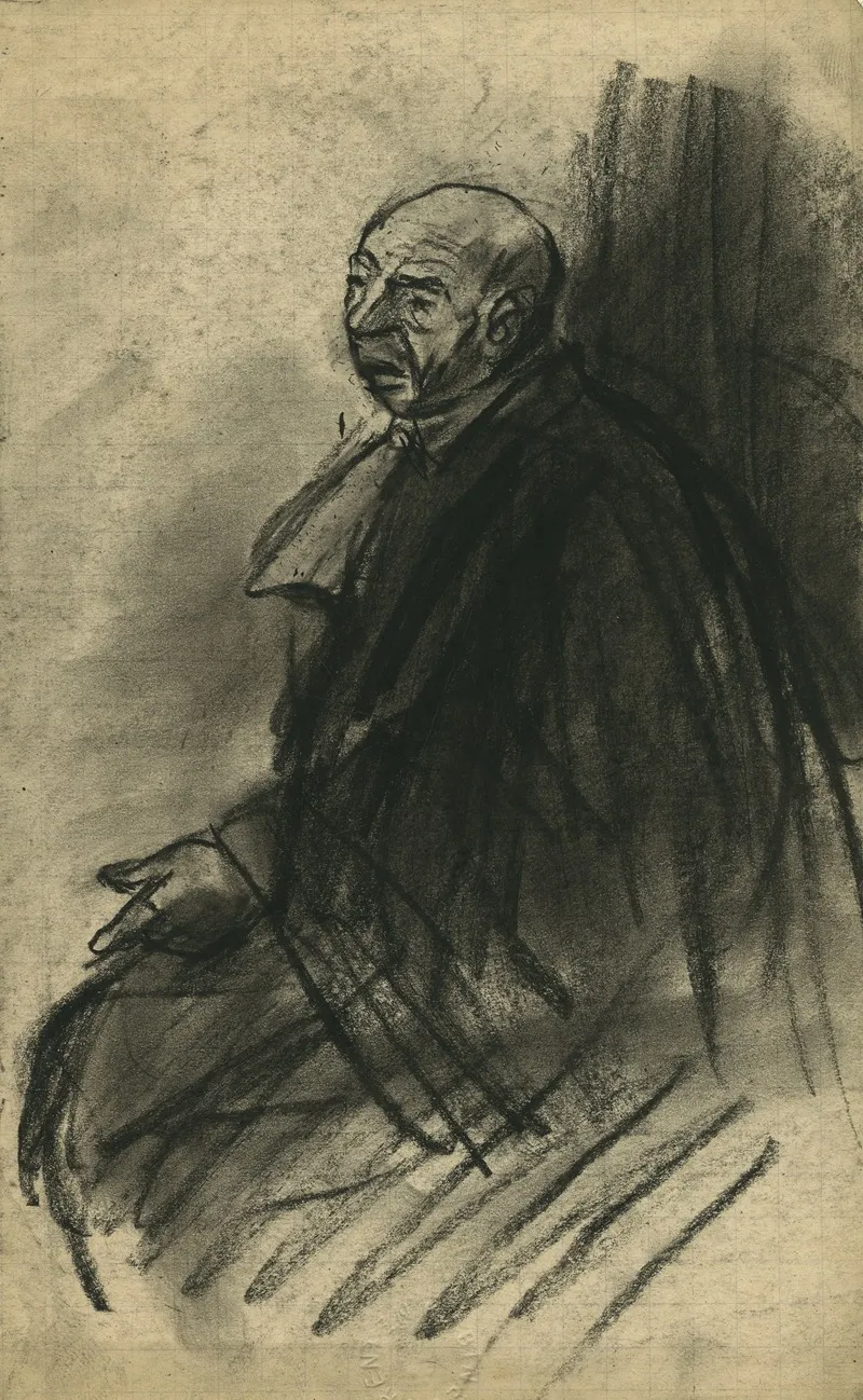 Portret Van Een Zittende Man In Toga Profiel
