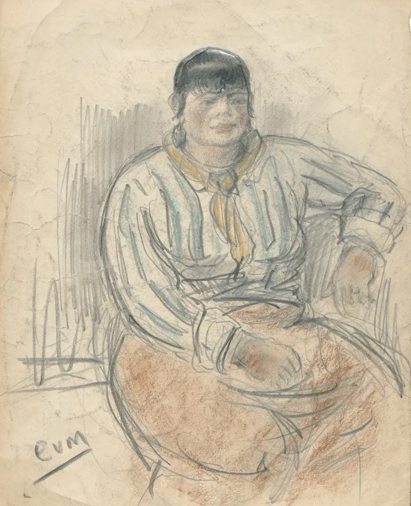 Portret Van Een Zittende Vrouw