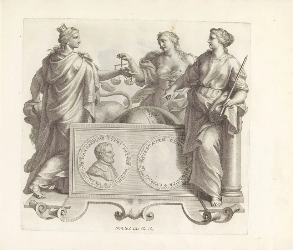 Portret Van Francesco Barbarigo En De Personificaties Van Onder Meer Vrijgevigheid En Politiek Wall Art by Robert van Audenaerde - High-Resolution Digital Print