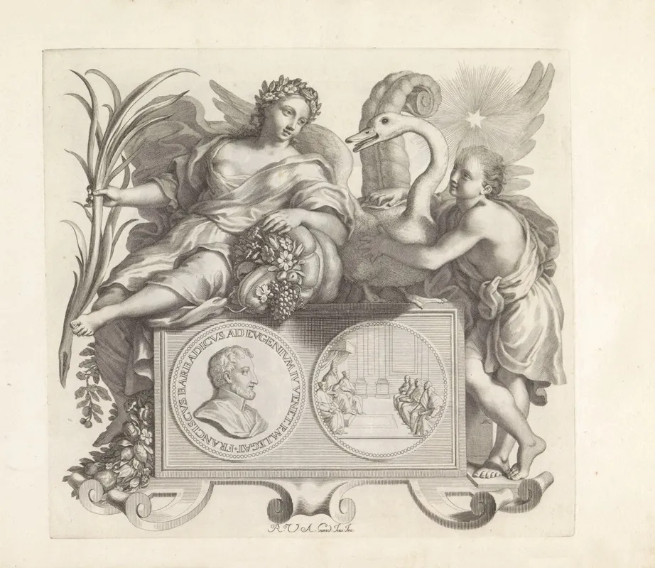 Portret Van Francesco Barbarigo En De Personificaties Voorspoed En Goed Gesternte Wall Art by Robert van Audenaerde - High-Resolution Digital Print