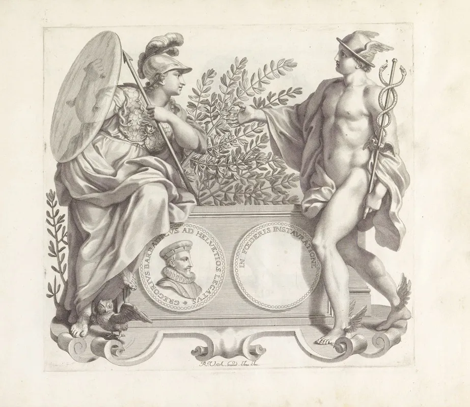 Portret Van Giorgio Barbarigo Met Minerva En Mercurius Wall Art by Robert van Audenaerde - High-Resolution Digital Print