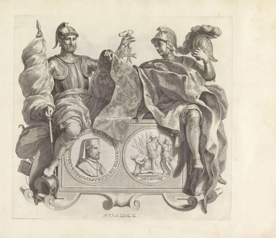 Portret Van Giovanni Barbarigo En Een Geharnaste Man En Vrouw Wall Art by Robert van Audenaerde - High-Resolution Digital Print