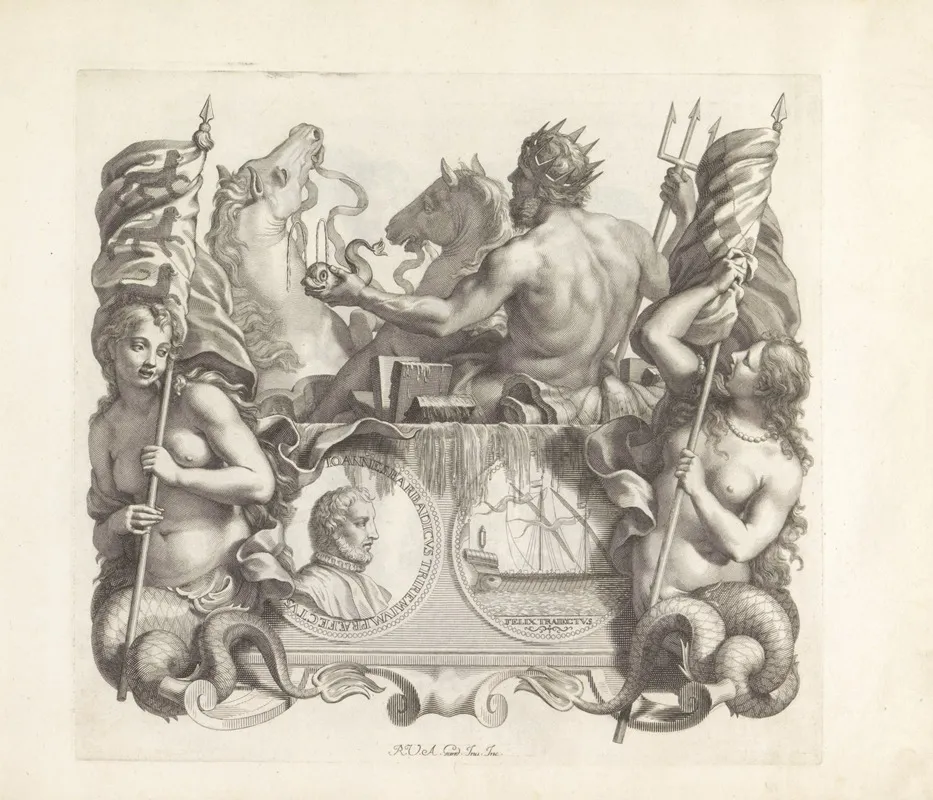 Portret Van Giovanni Barbarigo Neptunus En Twee Zeemeerminnen Wall Art by Robert van Audenaerde - High-Resolution Digital Print