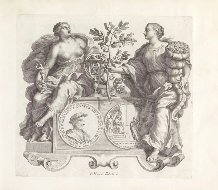 Portret Van Girolamus Barbarigo En De Personificaties Roem En Welvaart Wall Art by Robert van Audenaerde - High-Resolution Digital Print