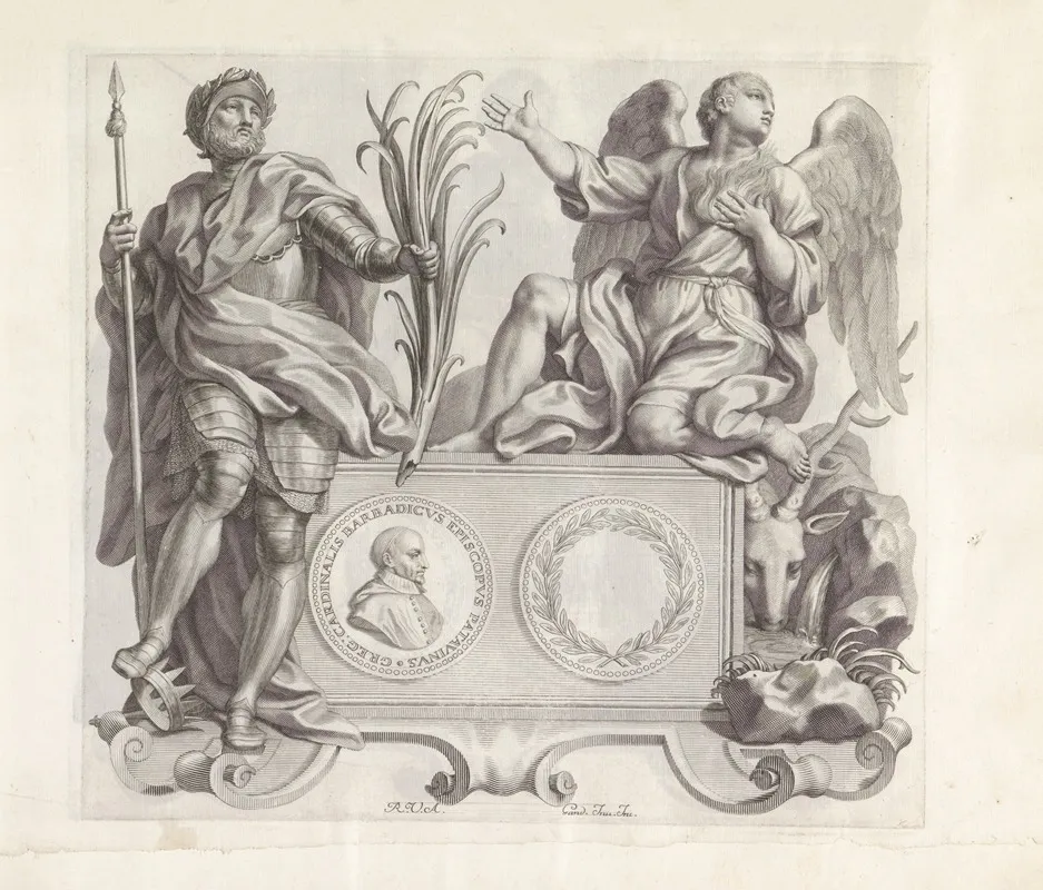 Portret Van Gregorio Barbarigo En De Personificatie Minachting Voor De Wereld En Verlangen Tot God Wall Art by Robert van Audenaerde - High-Resolution Digital Print