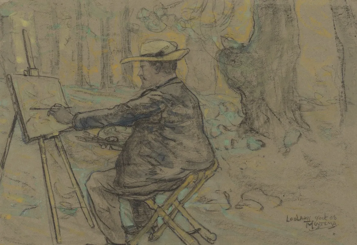 Portret Van Henricus Schilderend In De Loolaan Te Den Haag