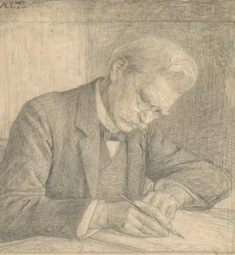 Portret Van J Van Der Vegt Schrijvend