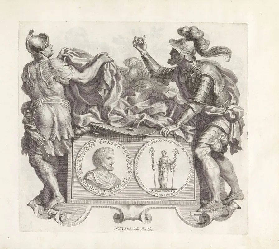 Portret Van Jacopo Barbarigo En Twee Soldaten Wall Art by Robert van Audenaerde - High-Resolution Digital Print