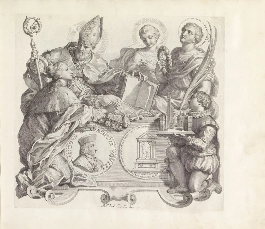 Portret Van Jacopo Barbarigo Met Een Knielende Vrouw Als Personificatie Van Venetie Wall Art by Robert van Audenaerde - High-Resolution Digital Print