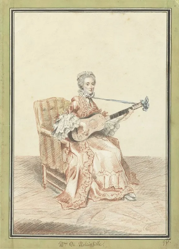 Portret Van Madame De Montainville Gitaar Spelend