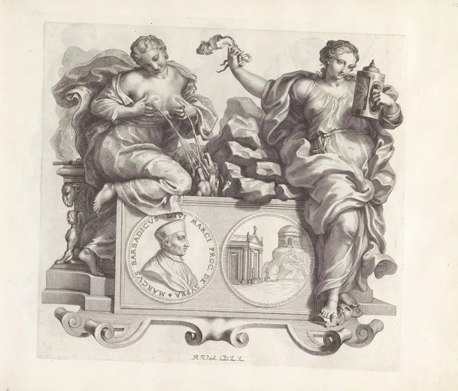 Portret Van Marco Barbarigo En De Personificaties Goedertierenheid En Openhartigheid Wall Art by Robert van Audenaerde - High-Resolution Digital Print