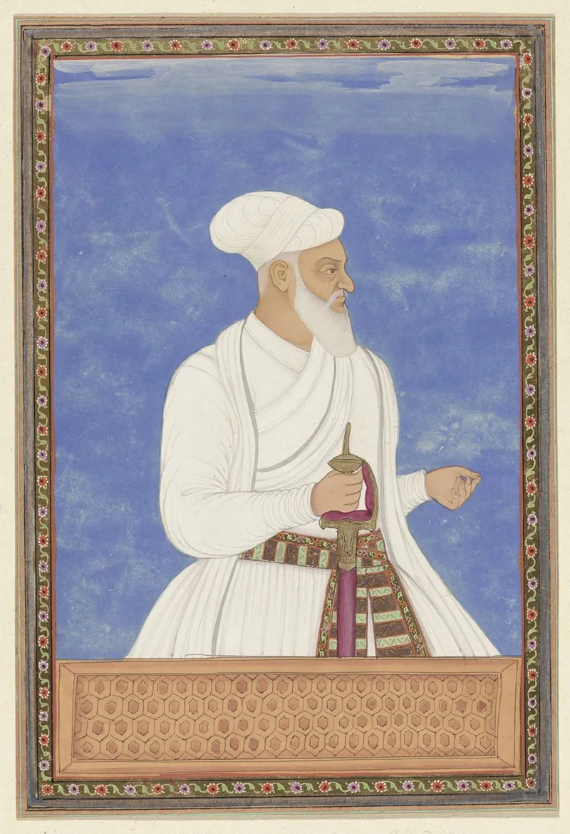 Portret Van Muhammad Amin Die Vestingcommandant Qaladar Van Golconda