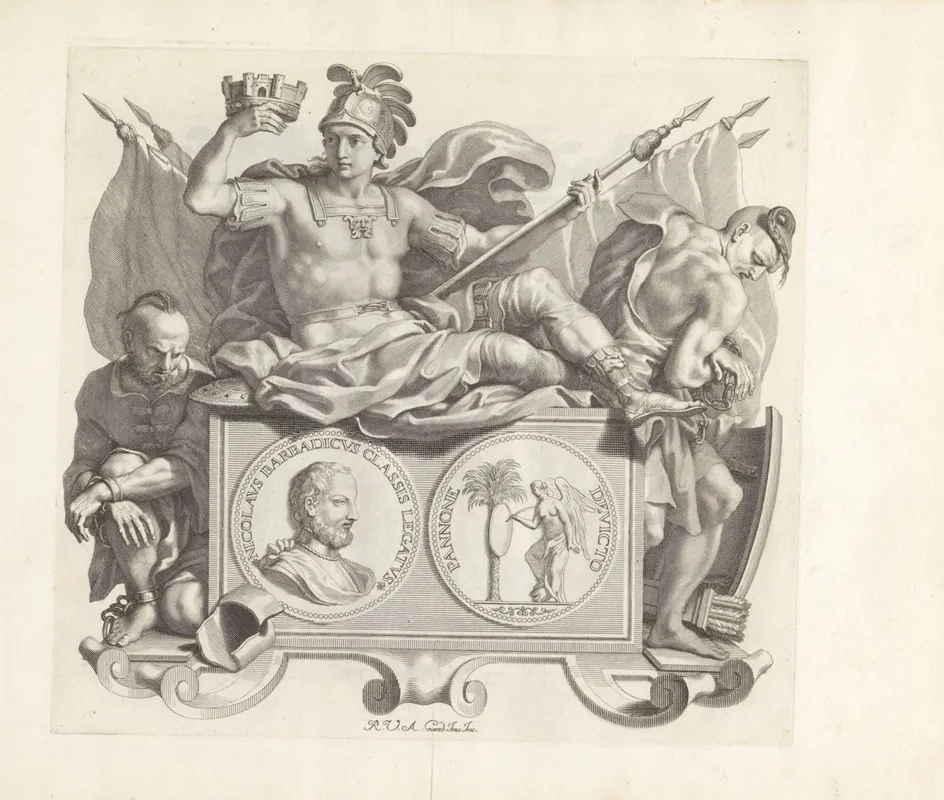 Portret Van Nicolo Barbarigo En De Personificatie Van Militaire Overwinning Wall Art by Robert van Audenaerde - High-Resolution Digital Print
