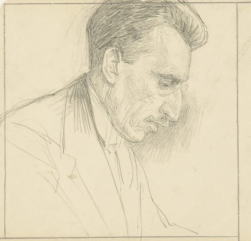 Portret Van P Visser Profiel Naar Rechts
