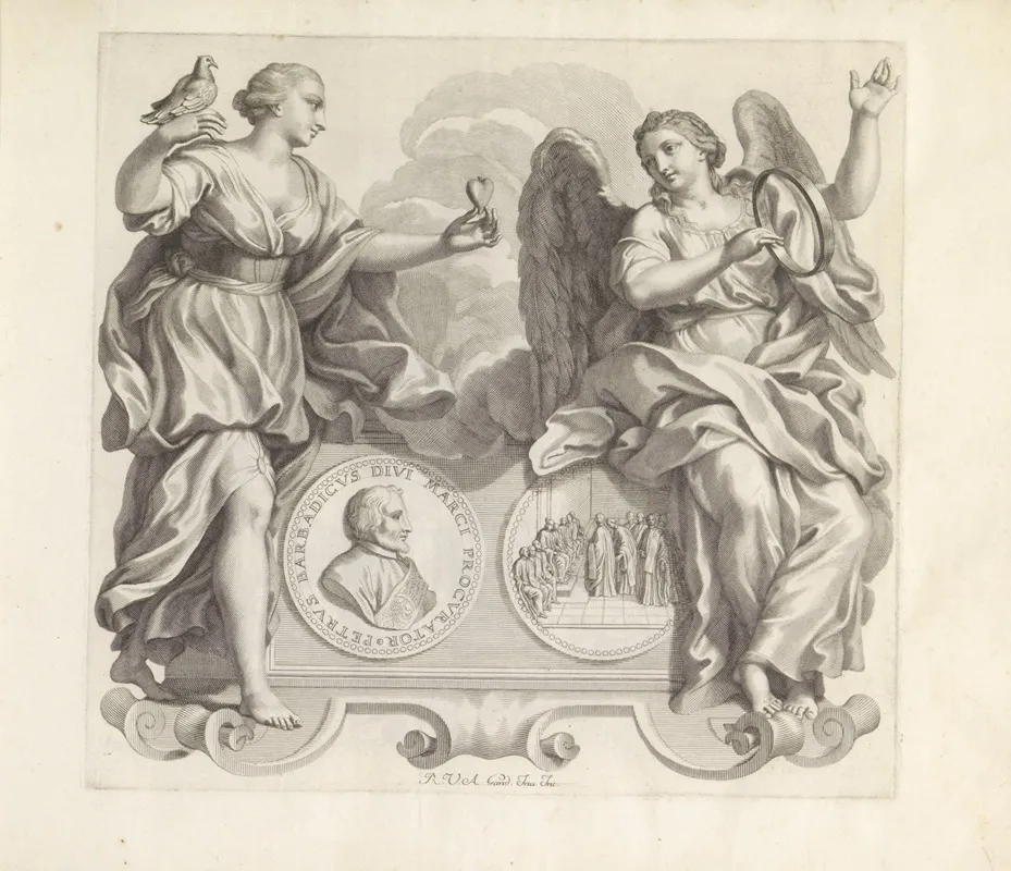 Portret Van Pietro Barbarigo En De Personificaties Oprechtheid En Onsterfelijkheid Wall Art by Robert van Audenaerde - High-Resolution Digital Print
