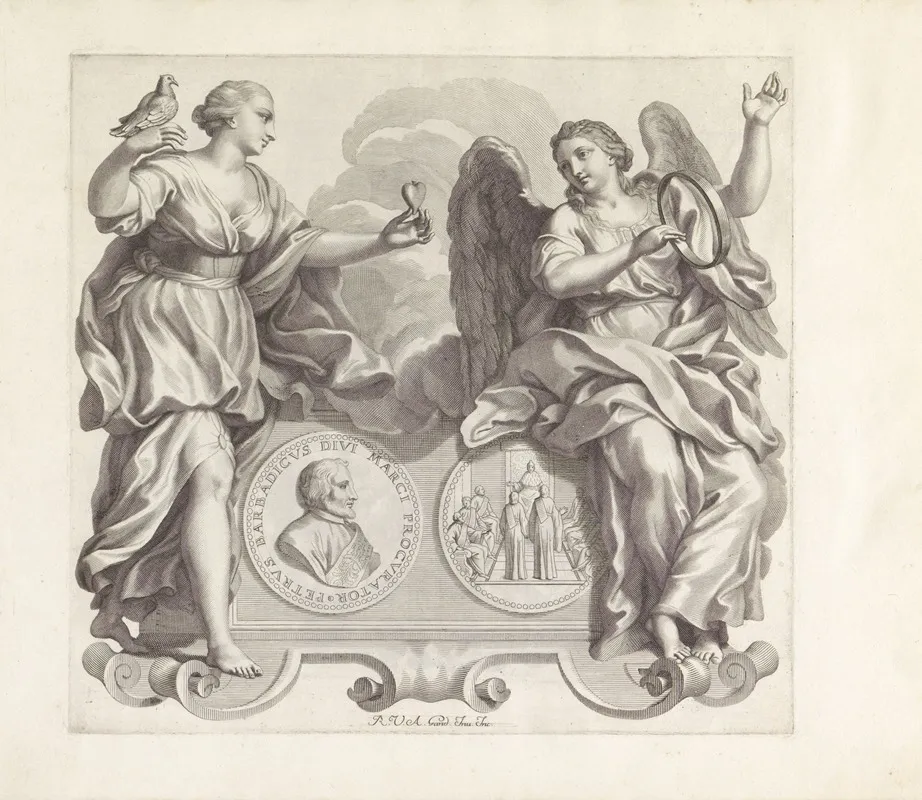 Portret Van Pietro Barbarigo En De Personificaties Van Oprechtheid En Onsterfelijkheid Wall Art by Robert van Audenaerde - High-Resolution Digital Print