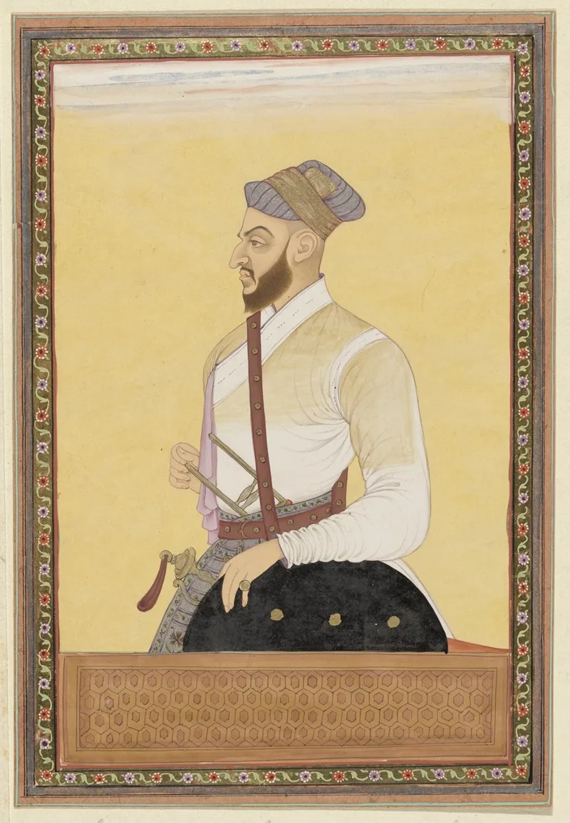 Portret Van Saf Shikan Khan Die Vizier Van Aurangzeb Is Geweest