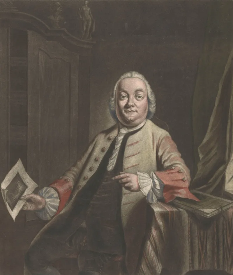 Portret Van Simon Fokke Met In Zijn Hand De Prent Van De Plundering Van Het Huis Van Gerrit Hagedooren Wall Art by Jacobus Buys - High-Resolution Digital Print