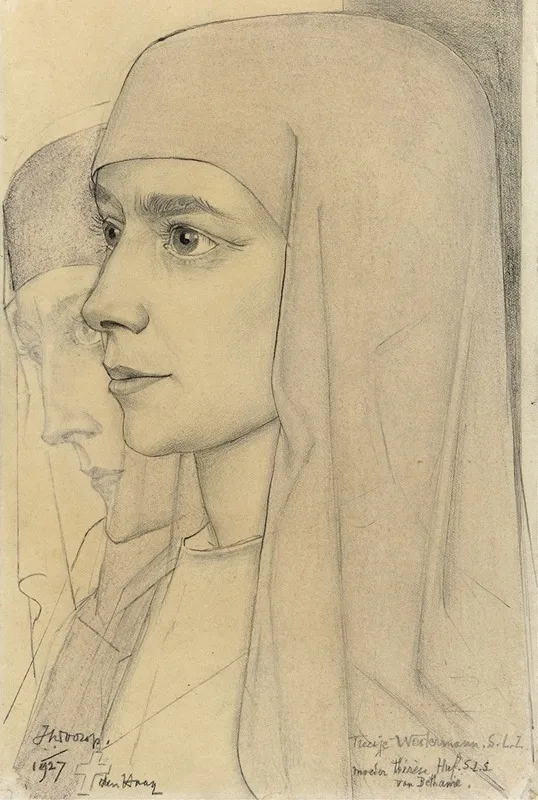 Portret Van Treesje Westermann Moeder Therese Huf Van Bethanie Wall Art by Jan Toorop - High-Resolution Digital Print