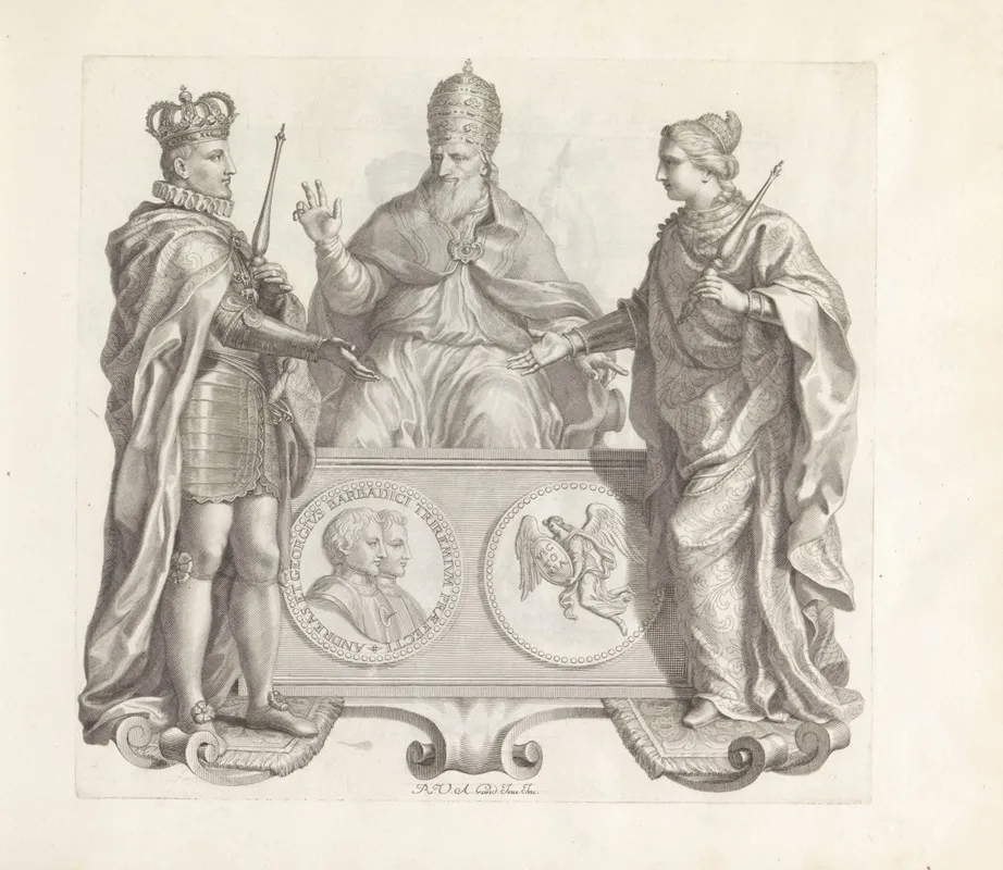 Portretten Van Andrea En Giorgio Barbarigo Daarbij De Spaanse Koning En De Personificatie Van Venetie Wall Art by Robert van Audenaerde - High-Resolution Digital Print