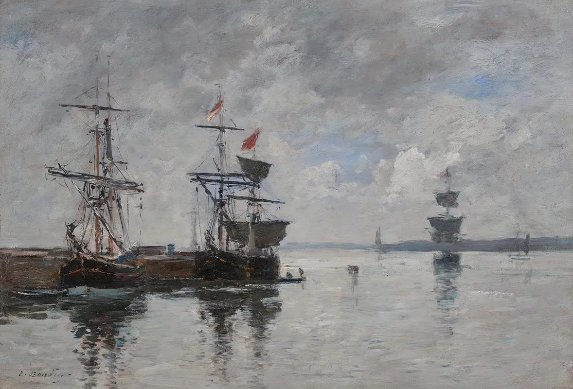 Portrieux Voiliers A Quai Wall Art by Eugène Boudin - High-Resolution Digital Print