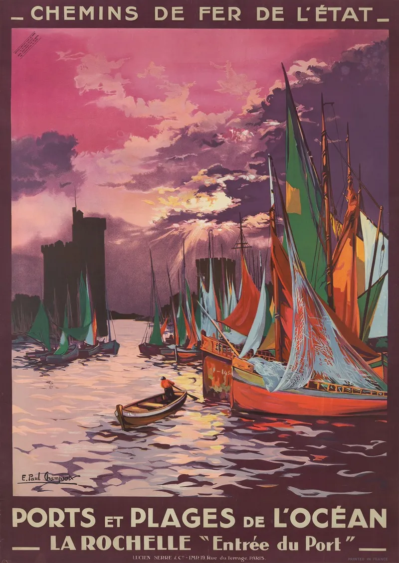 Ports Et Plages De Locean La Rochelle Entree Du Port Wall Art by E. Paul Champseix - High-Resolution Digital Print