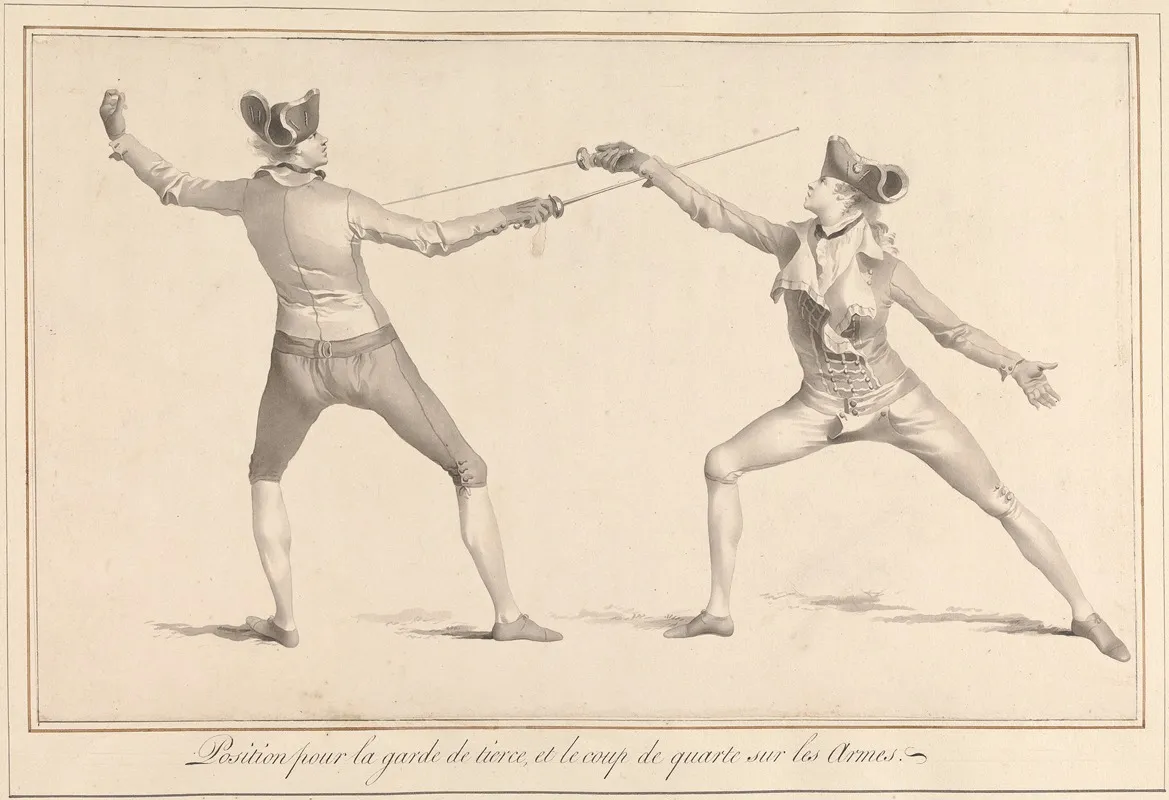 Position Pour La Garde De Tierce Et Le Coup De Quarte Sur Les Armes Wall Art by James Gwin - High-Resolution Digital Print