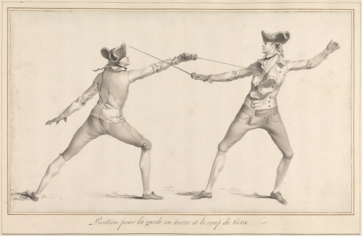 Position Pour Le Garde En Tierce Et Le Coup De Tierce Wall Art by James Gwin - High-Resolution Digital Print