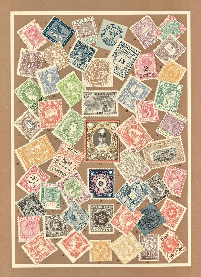 Postage Stamps Of Foreign Nations 2 Wall Art by F. E. Wright - High-Resolution Digital Print