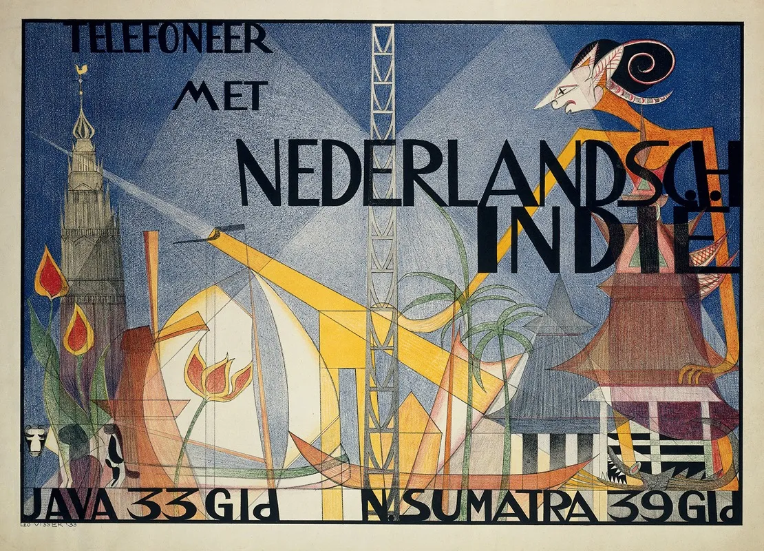 Poster Telefoneer Met Nederlandsch Indie Telephone With The Dutch East Indies by Leo Visser - High-Resolution Digital Print