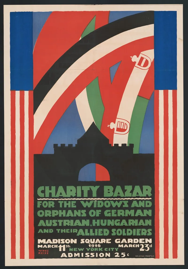 Posters For Charity Bazar I E Bazaar For The Widows And Orphans Of German Austrian Hungarian And Their Allied Soldiers March 23rd 1916 New York Ny by Winold Reiss - High-Resolution Digital Print