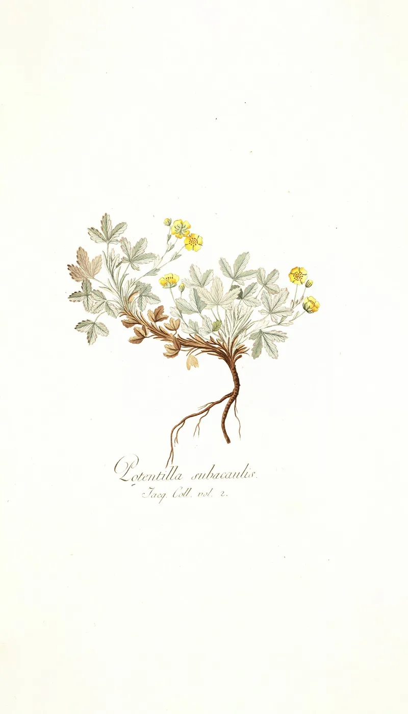 Potentilla Subacaulis Wall Art by Nikolaus Joseph Freiherr von Jacquin - High-Resolution Digital Print